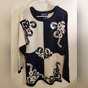 Escada VTG Black and White Women's Sweater 34 Large